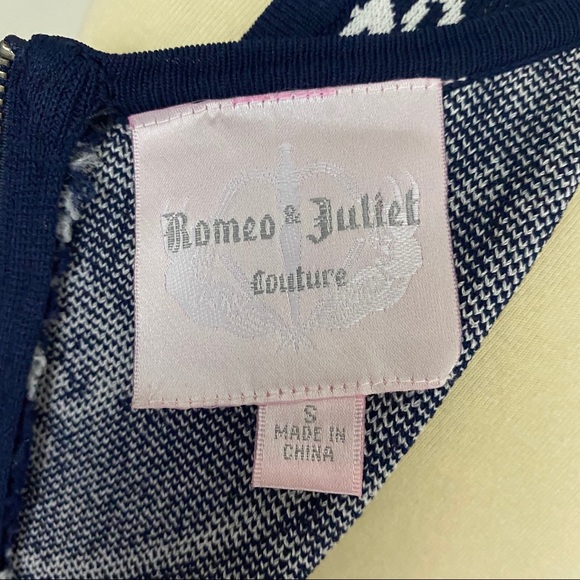 Romeo & Juliet Couture Navy White Knit Fit & Flare Mini Dress - Picture 6 of 10